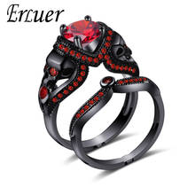 ERLUER rings Set for women Black gun Double layer Zircon fashion jewelry womens charm skull ring Halloween jewellery accessories 2024 - buy cheap