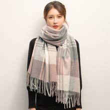 Plaid Wool Scarf for Women Thicken Warm Cashmere Shawls,Wraps Echarpe Pashmina Ladies Korea Winter Wool Scarves Foulard Femme 2024 - buy cheap