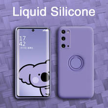 Capa de celular luxuosa com anel, de silicone líquido, com suporte, para samsung galaxy s21 ultra s20 fe s10 note 10 20 plus 2024 - compre barato