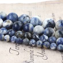 Hot Sale Natural Flower Blue Sodalite Stone Beads 4/6/8/10/12mm Round Loose Beads for Jewelry Making DIY Bracelet 15" Strand 2024 - buy cheap
