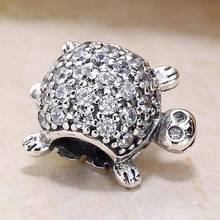 Original Cute Sea Turtle With Full Crystal Beads Fit 925 Sterling Silver Bead Charm Bracelet Bangle DIY Jewelry 2024 - buy cheap