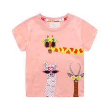 2021 camiseta feminina animal girafa aplique camiseta tops de verão camisetas camisetas de meninos koszulki roupas infantis 2024 - compre barato