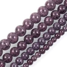 15 "strand liso roxo redondo rachado contas de pedra de cristal solta espaçador grânulos para fazer jóias pulseira pescoço 6-12mm 2024 - compre barato