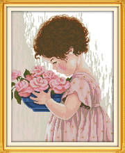 The flower girl cross stitch kit people 18ct 14ct 11ct count print canvas stitches embroidery DIY handmade needlework 2024 - buy cheap