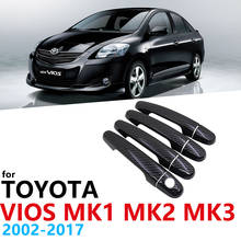 Capa de maçanetas de carro em fibra de carbono para toyota vios yaris xp40 xp90 xp150 2002 ~ 2017, acessórios de carro adesivos, cor preta brilhante 2024 - compre barato