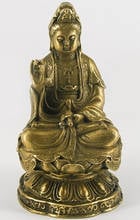 free shipping  Kwan Yin Kuan yin Bronze Sitting On Lotus Statue Figurine 2024 - buy cheap