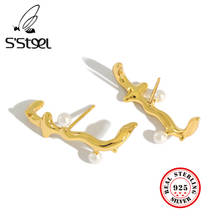 S'STEEL Shell Pearl Earrings 925 Pure Silver Stud Earring Korean Designer Gold Earings Pendiente Plata 925 Mujer Fine Jewellery 2024 - buy cheap