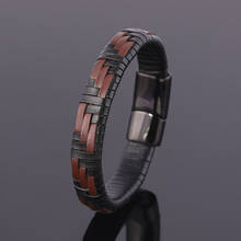 Pulseira masculina de couro, bracelete de couro tecido com personalização simples e elegante, acessório de temperamento 2024 - compre barato