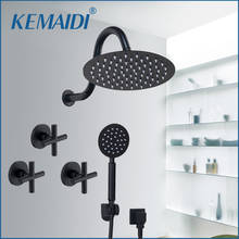 KEMAIDI Square Shower Head Waterfall Spout Shower Faucet Set 8 12 16 Inch Black Shower Rainfall Tub Shower Faucet Bathtub Rain 2024 - buy cheap