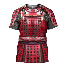 Camisa masculina para o verão, camiseta para homens, com estampa 3d de armadura samurai, moda harajuku, de manga curta, casual da rua, unissex, nova, 2021 2024 - compre barato