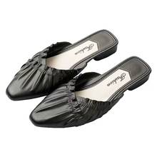 Sandalias de piel sintética con punta cuadrada para mujer, zapatos planos, calzado Sexy, de diseño de marca de lujo, para verano, 2021 2024 - compra barato