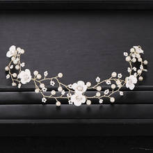 Trendy Flower Tiara Pearl Gold Headband Wedding Hair Accessories Prom Handmade Headdress Bride Hair Accessories Wedding Tiara 2024 - buy cheap