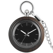 Esfera Grande de ébano, reloj de bolsillo para hombres, excelente Aleación de madera negro, cadena áspera, colgante, reloj, collar de regalo, reloj de mujer 2024 - compra barato