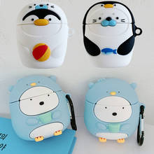 Funda 3D para Apple AirPods Kawaii Penguin, carcasa bonita de dibujos animados, con sello de pez, auriculares inalámbricos, accesorios para Airpods 2 2024 - compra barato