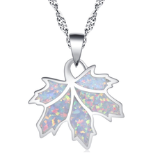 Pingente opala folha banhada a prata 2 cores, corrente colar de pingente opala design atrativo 2024 - compre barato