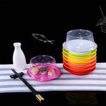 Красочная плоская тарелка, меламиновая посуда для суши, пластиковая маленькая тарелка с прозрачным покрытием, самовращающаяся тарелка для суши в японском стиле 2024 - купить недорого