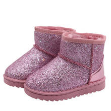 2022 Winter Boots For Boys Girls Fashion Snow Boots Bling Glitter Kids Rubber Boots Anti-slip Children's Cotton Boots Warm Thick 2024 - buy cheap