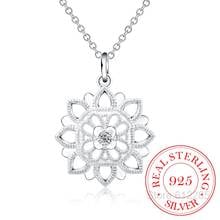 2020 Vintage Bijoux Luxury Crystal Hollow Flower Statement Pendant Necklace for Women 925 Sterling Silver Fine Jewelry Accessory 2024 - buy cheap