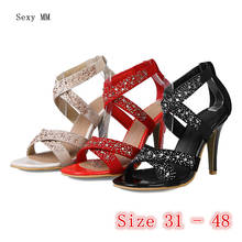 Sandalias de gladiador para mujer, zapatos de tacón alto, talla grande 31 32 33-40 41 42 43 44 45 46 47 48 2024 - compra barato