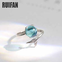 Anéis de sereia de cristal azul bolha, para mulheres, meninas, presente, joia de moda, ajustável, anel de dedo aberto yri044, venda imperdível 2024 - compre barato