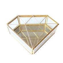 Forma de diamante caixa de armazenamento de jóias de vidro anel colar penteadeira maquiagem organizador recipiente de armazenamento 2024 - compre barato