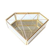 Diamond Shape Box Glass Jewelry Storage Box Ring Necklace Dressing Table Makeup Organizer Storage Container 2024 - buy cheap