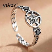 NEHZY-Anillo de Plata de Ley 925 para mujer, joyería retro, simple, tailandesa, ajustable, nuevo, cristal, Estrella 2024 - compra barato