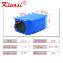 KLUOSI-Paquete de batería de litio 4S10P, 16,8 V, 35Ah, 600 vatios, 14,4 V, 14,8 V, 50A, BMS, para inversor, Robot inteligente, equipo de alta potencia, Etc. 2024 - compra barato