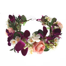Atacado orquídea & flores de rosa coroa para mulheres faixa de cabelo acessórios para cabelo casamento chapéu decoração guirlandas florais 2024 - compre barato