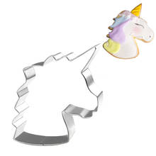 Cortador de galletas de Cabeza de unicornio grande, molde de tarta Fondant de acero inoxidable, herramientas de decoración Sugarcraft, 1 ud. 2024 - compra barato