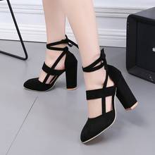 2019 HOT summer new hot women fashion Square heel Round Toe High heel pumps female Sexy ladies shoes women pink size 34-43 2024 - buy cheap