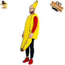 Homem halloween fruta banana cosplay traje unisex fantasia vestir-se engraçado banana macacão com natal para homem e mulher 2024 - compre barato