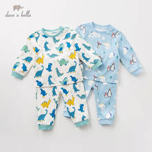 Conjunto de pijamas DB12185 para bebé, niño y bebé, ropa de dormir de manga larga con estampado de dibujos animados, Otoño e Invierno 2024 - compra barato