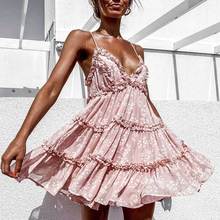 BOHO INSPIRED feel the glow dress for women straps V-neck summer dress floral print ruffle dress for women new sexy ladies dress 2024 - buy cheap