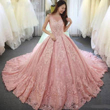 Luxurious Pink Ball Gown Quinceanera Dresses Appliques Lace Sweet 16 Dress Scoop Neck Vestido De Festa Long Tulle Formal Prom Dr 2024 - buy cheap