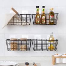 Wall-mounted Rack Wrought Iron Kitchen Seasoning Storage Basket Bathroom Rectangular Storage Box Hanging Rack Organizer 2024 - buy cheap