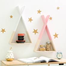 Estantería triangular de madera de estilo nórdico, estante de colores encantadores, para colgar en la pared, almacenamiento de trigones, para libros, hogar, habitación de bebé, decoración artesanal 2024 - compra barato