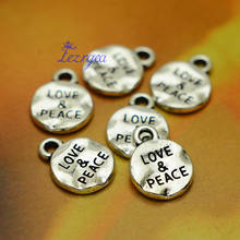 50pcs/lot--13x10mm, Antique silver plated Round Love&PeaceCharms,DIY supplies, Jewelry accessories 2024 - buy cheap