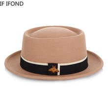 100% Wool Wide Brim Fedora Hat Fashion Flat Top Retro Hepburn Felt Hat Women Top Jazz Hat Sombrero Mujer 2024 - buy cheap