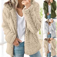 New Women Autumn Winter Zipper Pockets Long Sleeve Thicken Faux Plush Fleece Coat Hooded Outerwear 2024 - buy cheap