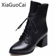High Heels Autumn and Winter Women Martin Boots Pointed Toe High Heel Ladies Winter Snow Boots Rome Style Solid Ankle Boots 2024 - buy cheap