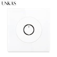 UNKAS Touch Time Delay Wall Power Switch 86MM*86MM Colorful White Black Champagne Gold AC110~250V Tempered Crystal Glass Panel 2024 - buy cheap