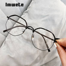 Imwete-Montura de anteojos polígonos para hombre y mujer, gafas de Metal con luz azul, montura media, lentes transparentes 2024 - compra barato