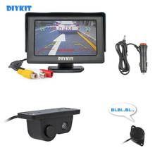DIYKIT con cable 4,3 "Monitor de coche TFT LCD Color + Sensor de Radar de aparcamiento impermeable Kit de sistema de cámara de aparcamiento 2 en 1 2024 - compra barato