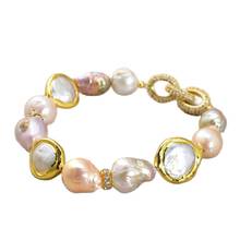 GG Jewelry Cultured Keshi Pearl White Coin Pearl Stretch Bracelet 2024 - buy cheap