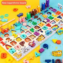 Brinquedos educativos 7 em 1 para crianças, quebra-cabeça de madeira com letras e animais para pesca, educação e matemática 2024 - compre barato