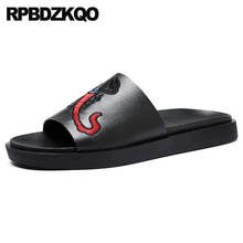 Nice Slides Embroidery 2021 Shoes Water Open Toe Black Waterproof Platform Men Sandals Leather Summer Slip On Slippers Designer 2024 - buy cheap