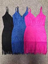 Wholesale Newest Women dress Black Blue Purple Sexy LACE MINI Perspective Night club Celebrity Cocktail party bandage dress 2024 - buy cheap