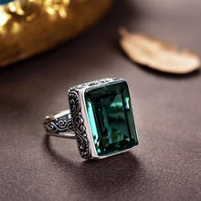 BOCAI-anillo cuadrado de plata auténtica S925 para hombre y mujer, con incrustaciones de cristal, estilo barroco abierto, a la moda, nuevo 2024 - compra barato