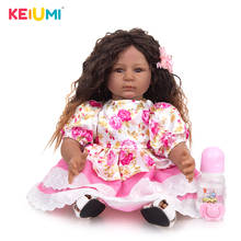 KEIUMI 22Inch Reborn Baby Girl Toddler Dolls Beautiful Flower Dress Long wig Hair For Children Birthday Surprise 2024 - buy cheap